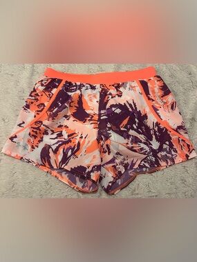 Under Armour Women’s Neon Coral & Purple Printed Running Shorts